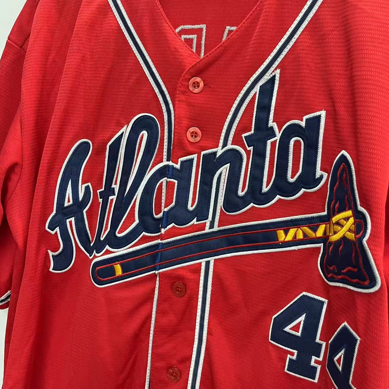 Hank Aaron Atlanta Milwaukee Atlanta Braves Jersey 1974 Mitchell & Ness Red