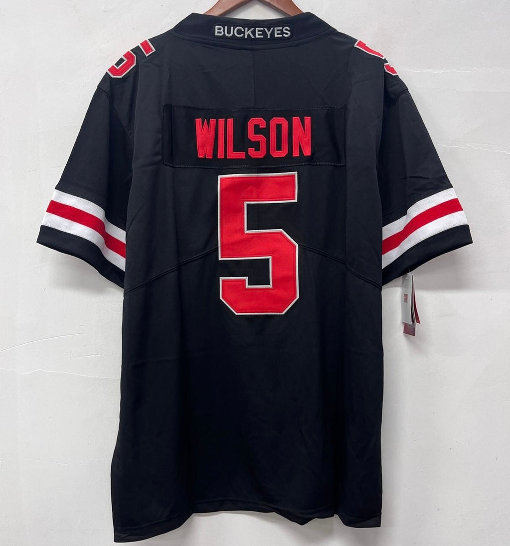 Garrett Wilson Ohio State Buckeyes jersey black with red numbers