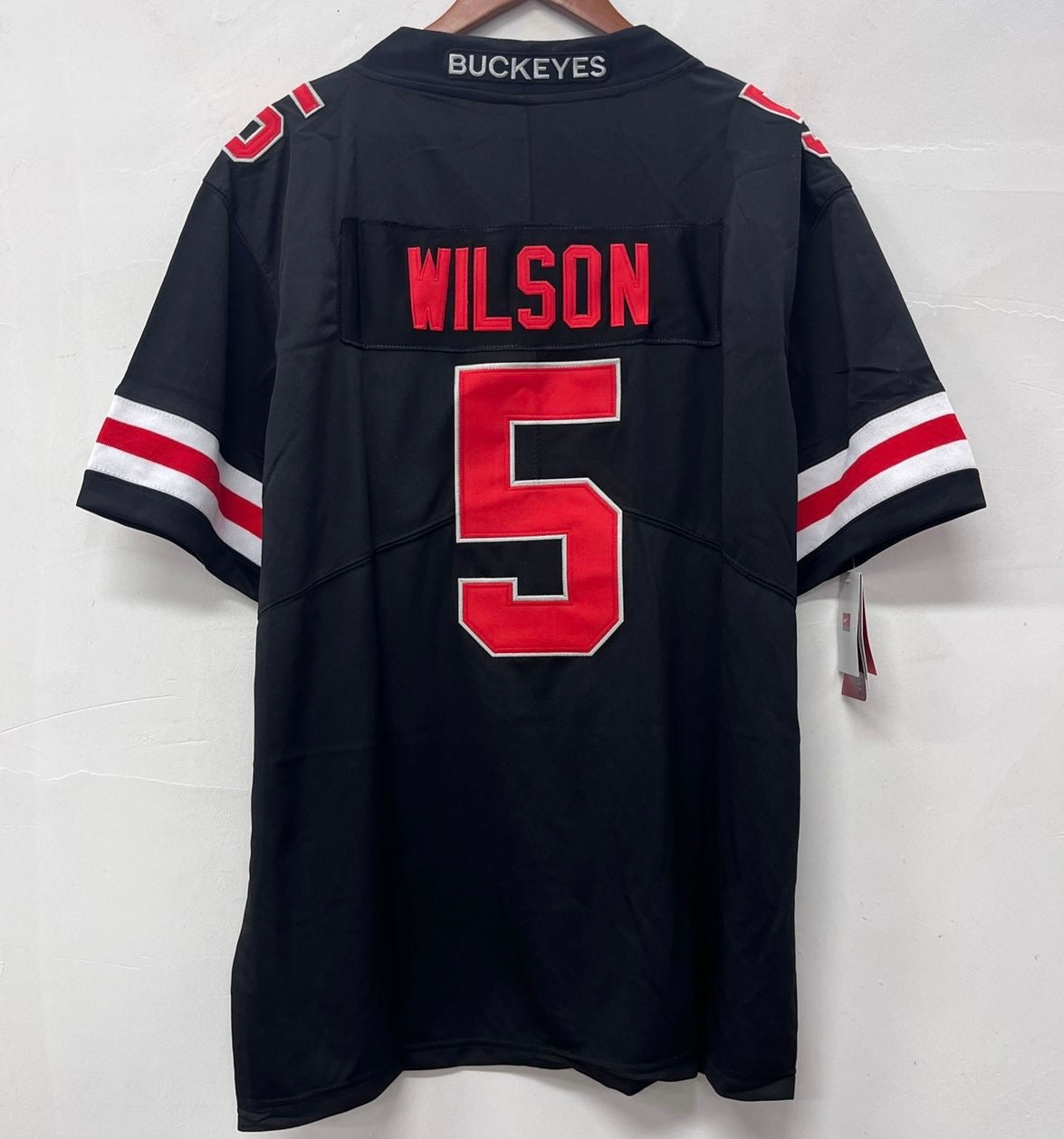 Garrett Wilson Ohio State Buckeyes jersey black with red numbers