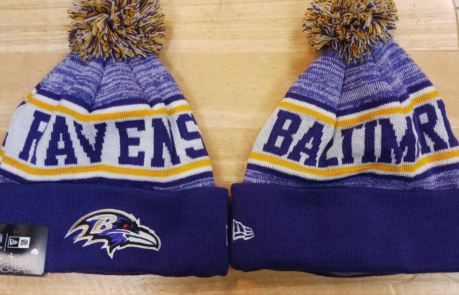 Baltimore Ravens Official NFL New Era winter Hat with Pom Pom