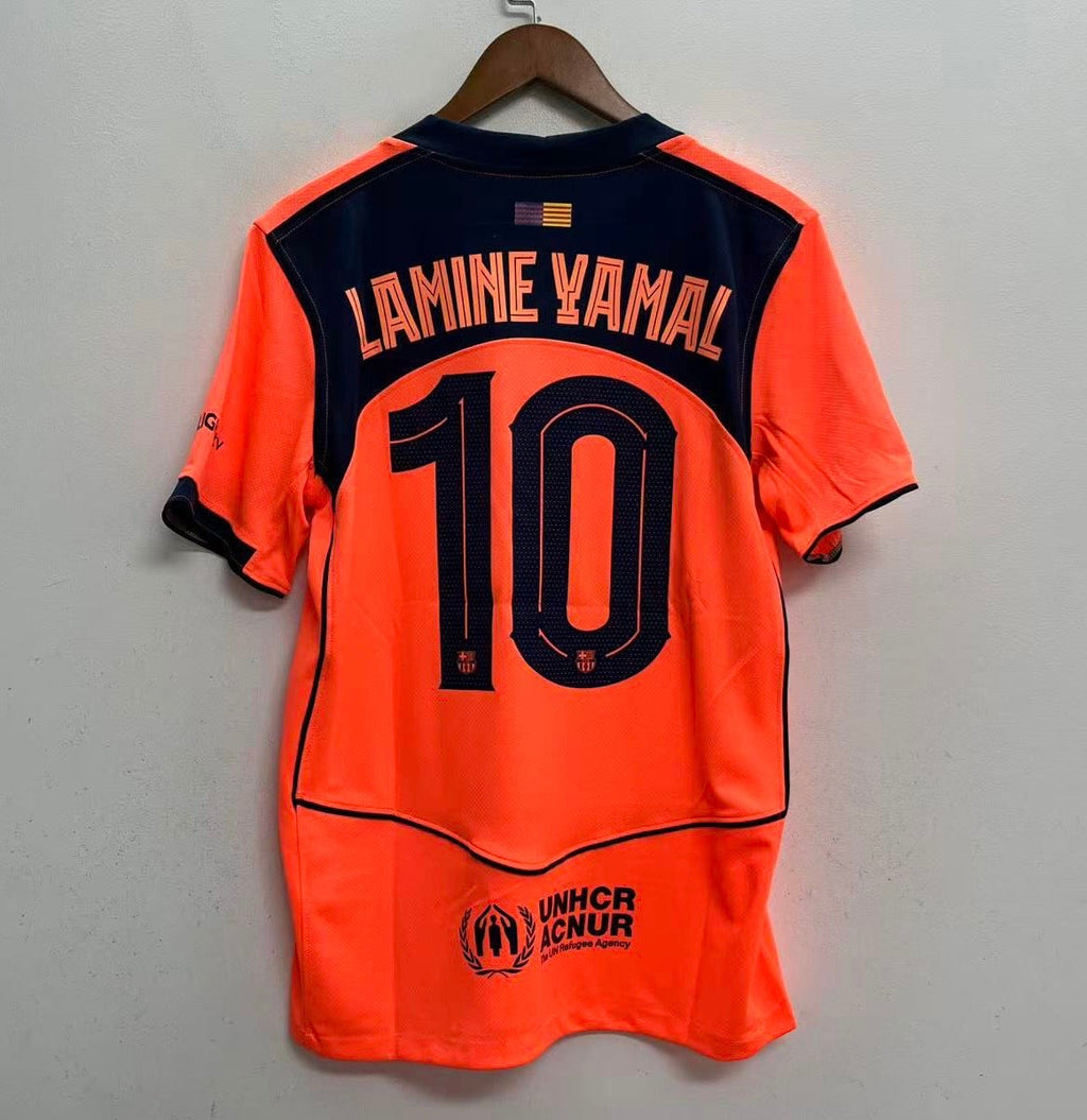 Lamine Yamal #10 FC Barcelona Nike 2025-26 Third Jersey - Total 90 "Bright Mango" Champions League Edition YOUTH/KIDS Sizes
