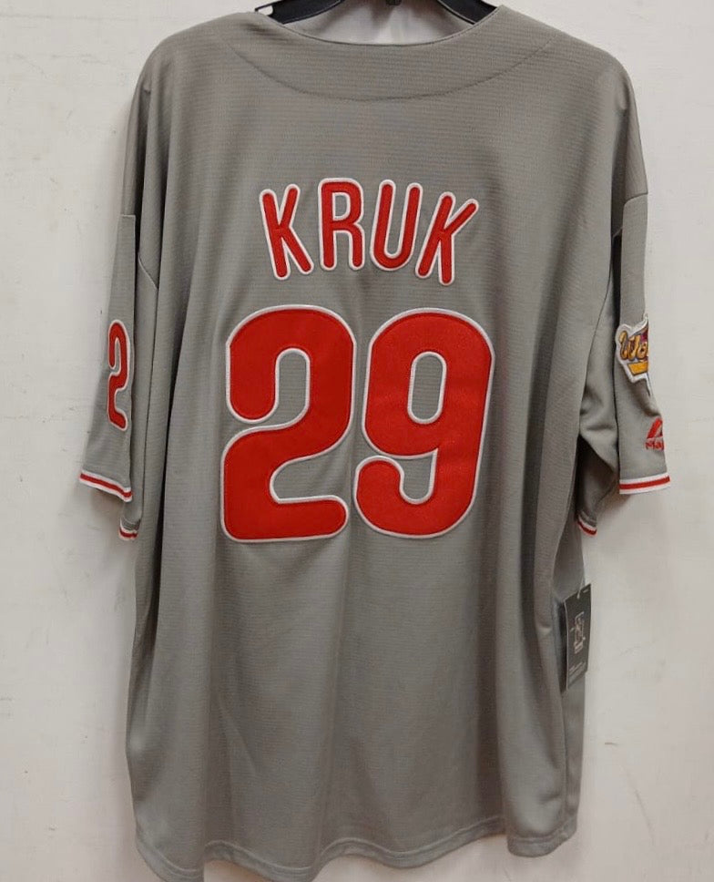 John Kruk Philadelphia Phillies 1993 World Series Jersey Majestic gray