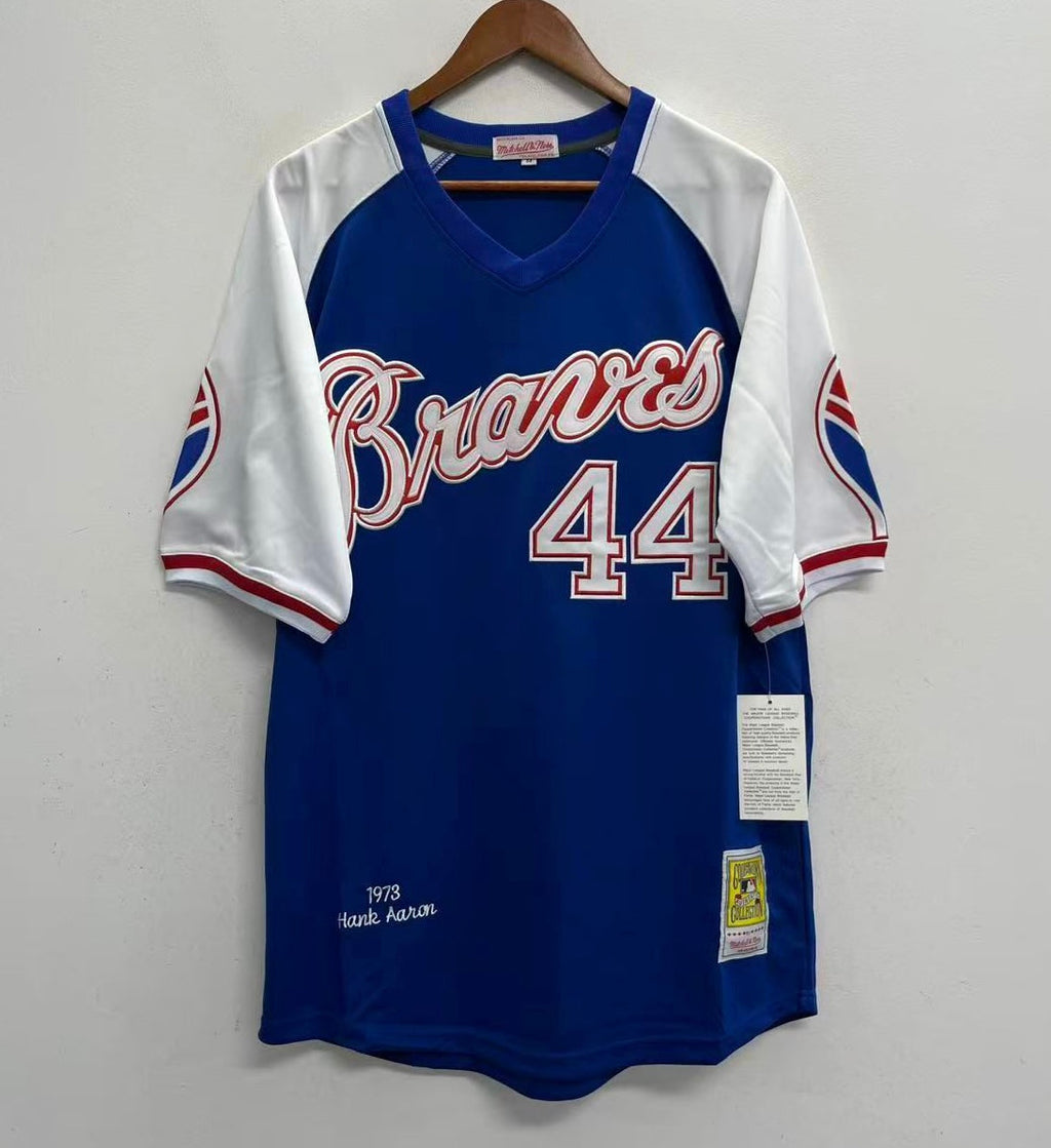 Hank Aaron 1973 YOUTH KIDS Atlanta Braves jersey Mitchell & Ness