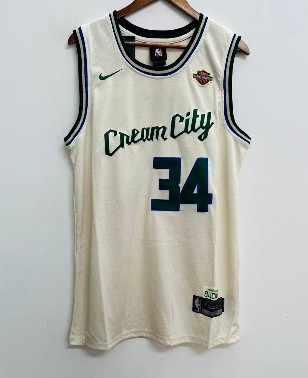 Giannis Antetokounmpo Milwaukee Bucks Official NBA Nike Jersey Cream City