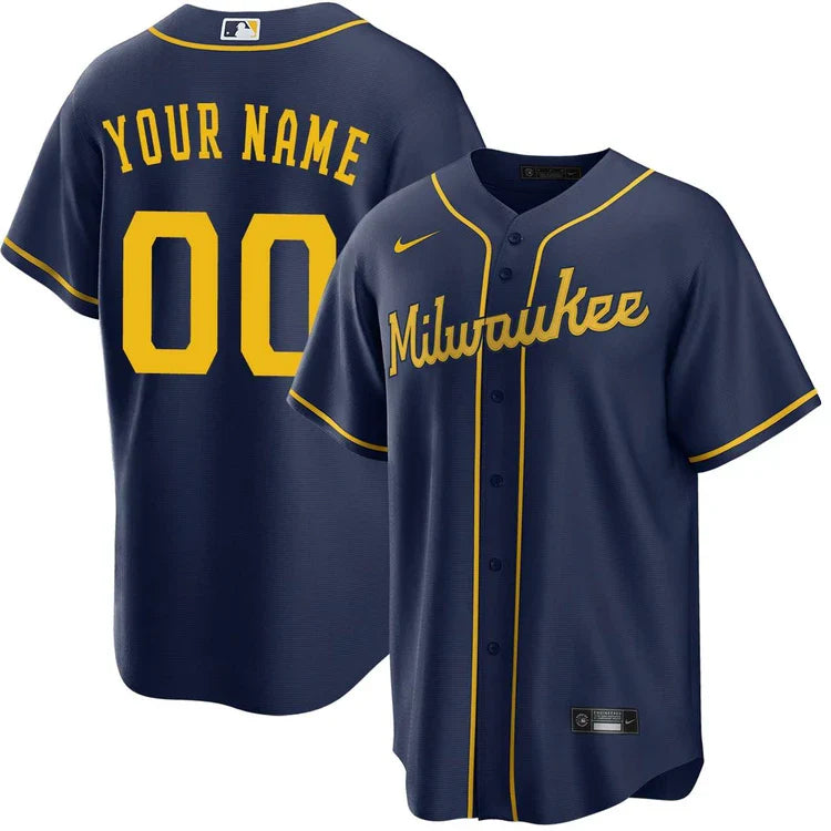 Milwaukee Brewers Any Name and Number customized YOUTH KIDS Official MLB Nike jersey blue