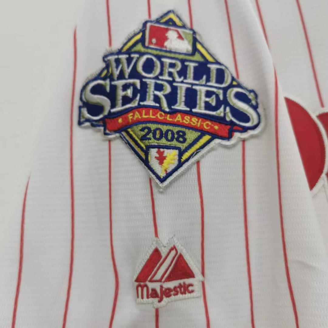 Shane Victorino Philadelphia Phillies 2008 World Series Jersey white pinstripes