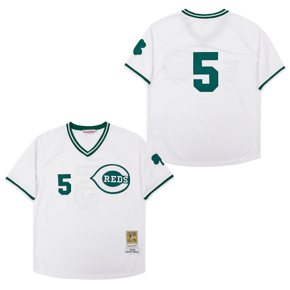 Johnny Bench Cincinnati Reds Jersey Mitchell & Ness St. Paddy’s Patrick’s Day