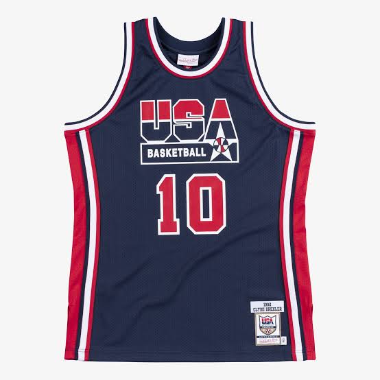 Clyde Drexler USA Olympic Basketball Jersey Mitchell & Ness blue