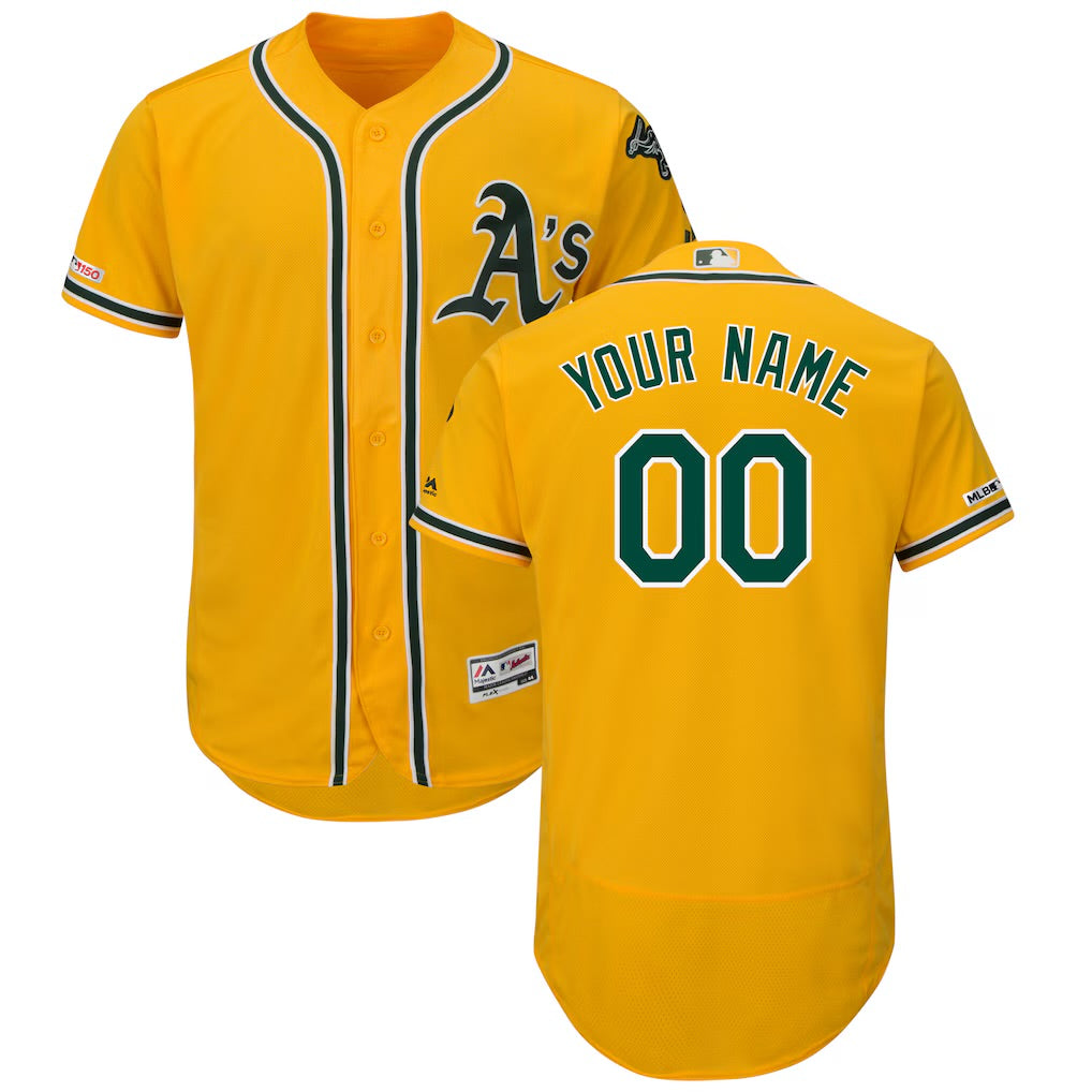 Any Name and Number customized YOUTH KIDS Oakland Athletics A’s Official MLB Majestic jersey yellow