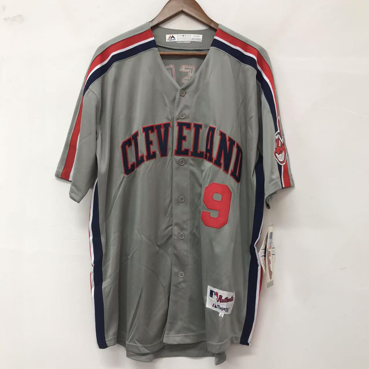 Carlos Baerga Cleveland Indians Official MLB Jersey Majestic gray