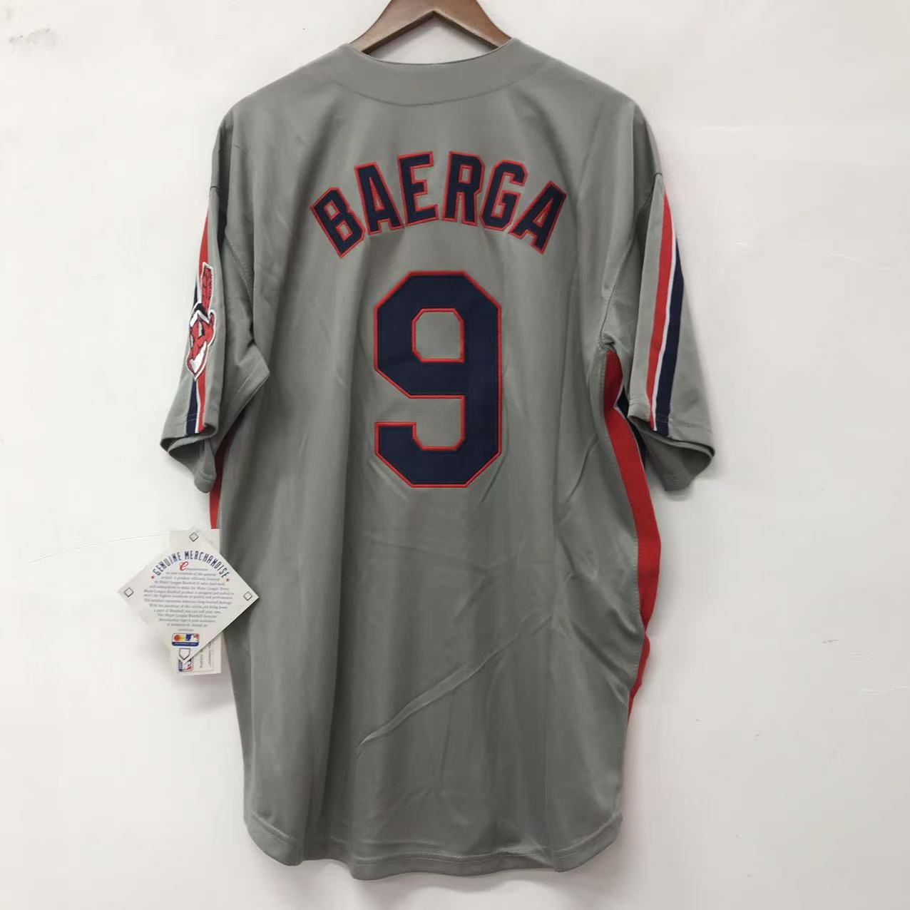 Carlos Baerga Cleveland Indians Official MLB Jersey Majestic gray
