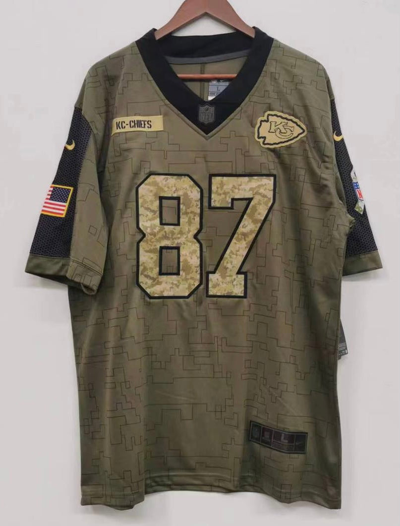 Travis Kelce Kansas City Chiefs military salute to service Jersey