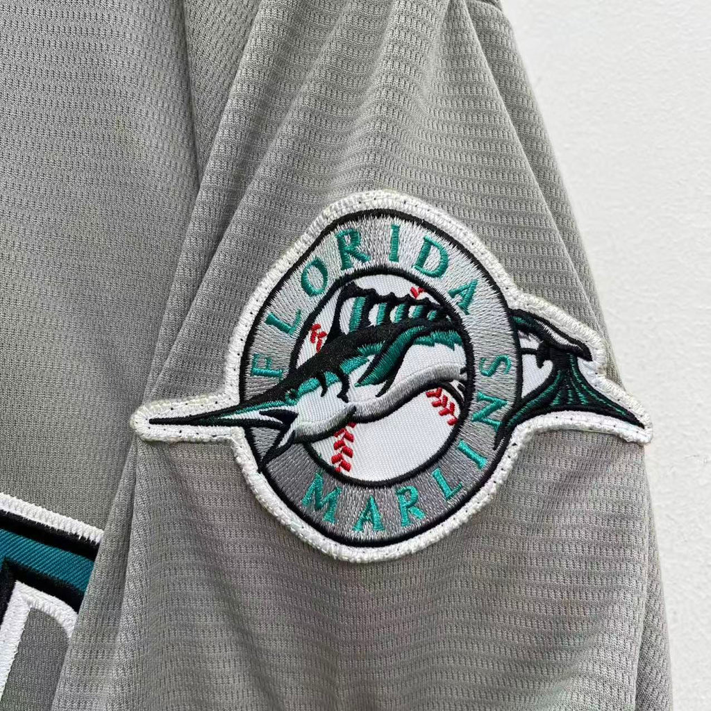 Gary Sheffield Florida Marlins 1997 Official MLB Jersey Majestic gray