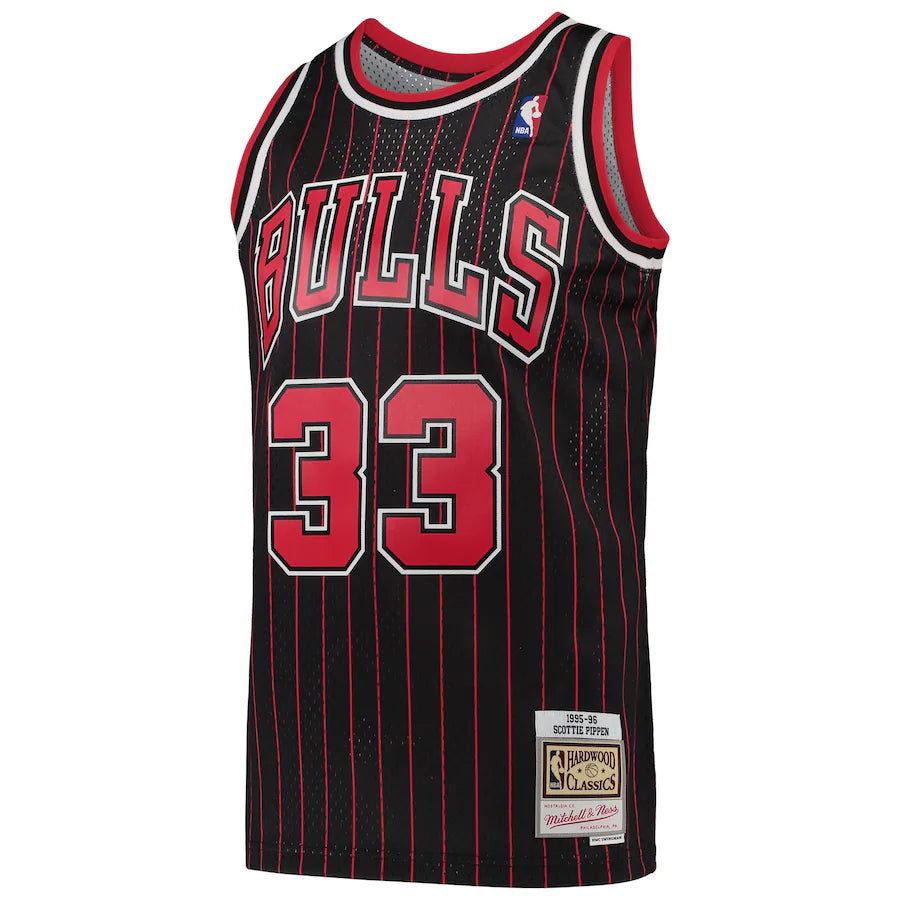 Scottie Pippen Chicago Bulls Official NBA Mitchell & Ness Jersey black pinstripes