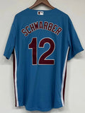 Kyle Schwarber Philadelphia Phillies Official MLB Nike Jersey blue retro