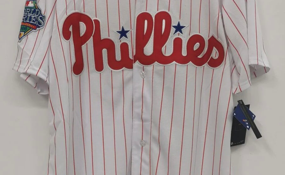 Shane Victorino Philadelphia Phillies 2008 World Series Jersey white pinstripes