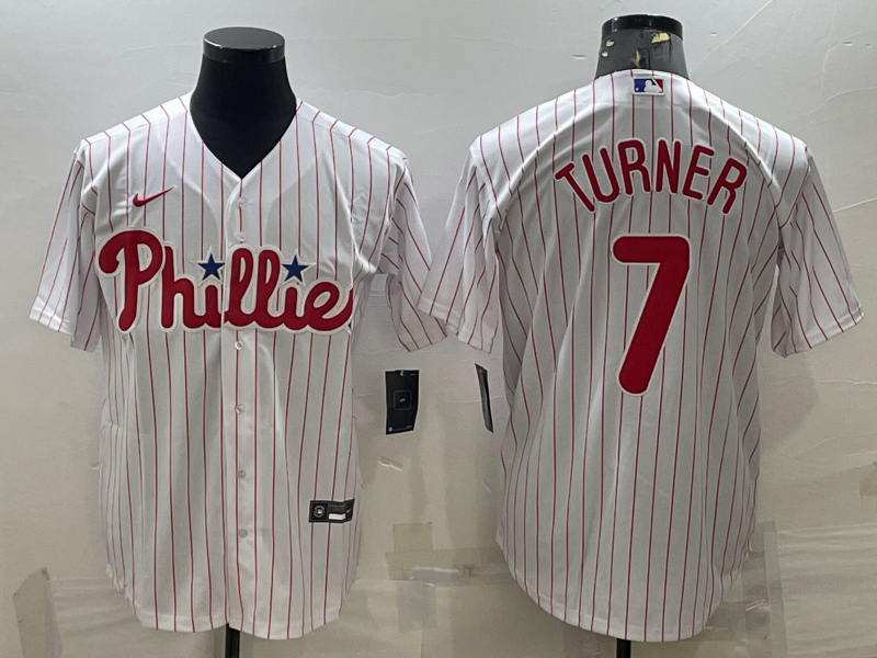 Trea Turner Philadelphia Phillies Official MLB Nike Jersey white pinstripes