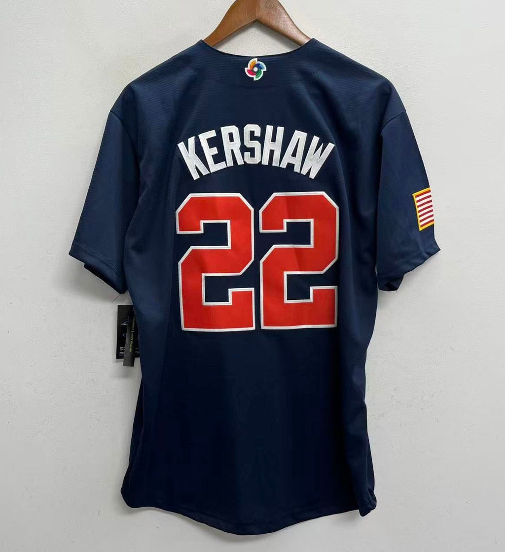 Clayton Kershaw Team USA Baseball Jersey Nike blue