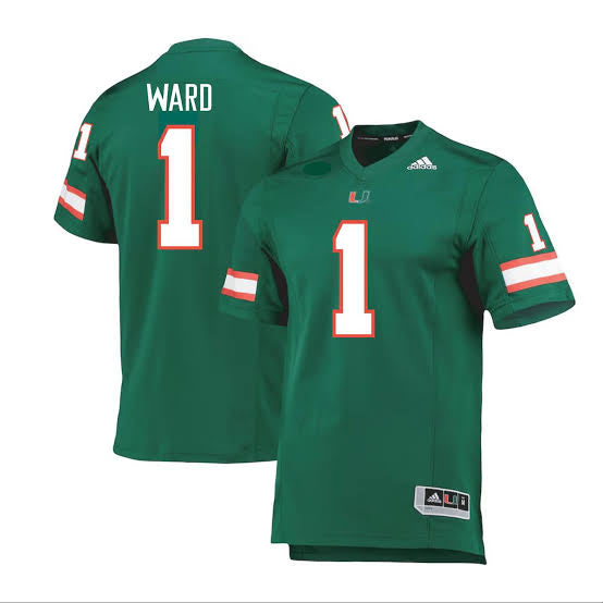 Cam Ward Miami Hurricanes Official NCAA Adidas Jersey green