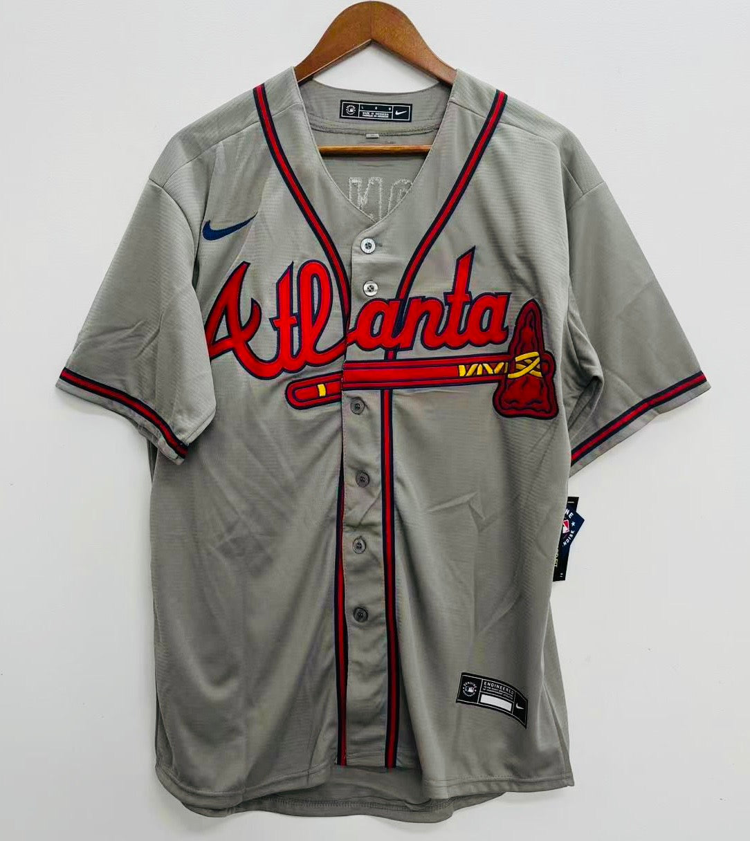 Travis d’Arnaud Atlanta Braves  Official MLB Nike Jersey gray