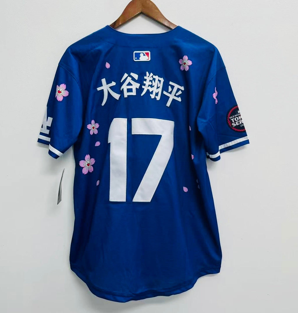 Shohei Ohtani Los Angeles Dodgers Official MLB Nike jersey flowers blue