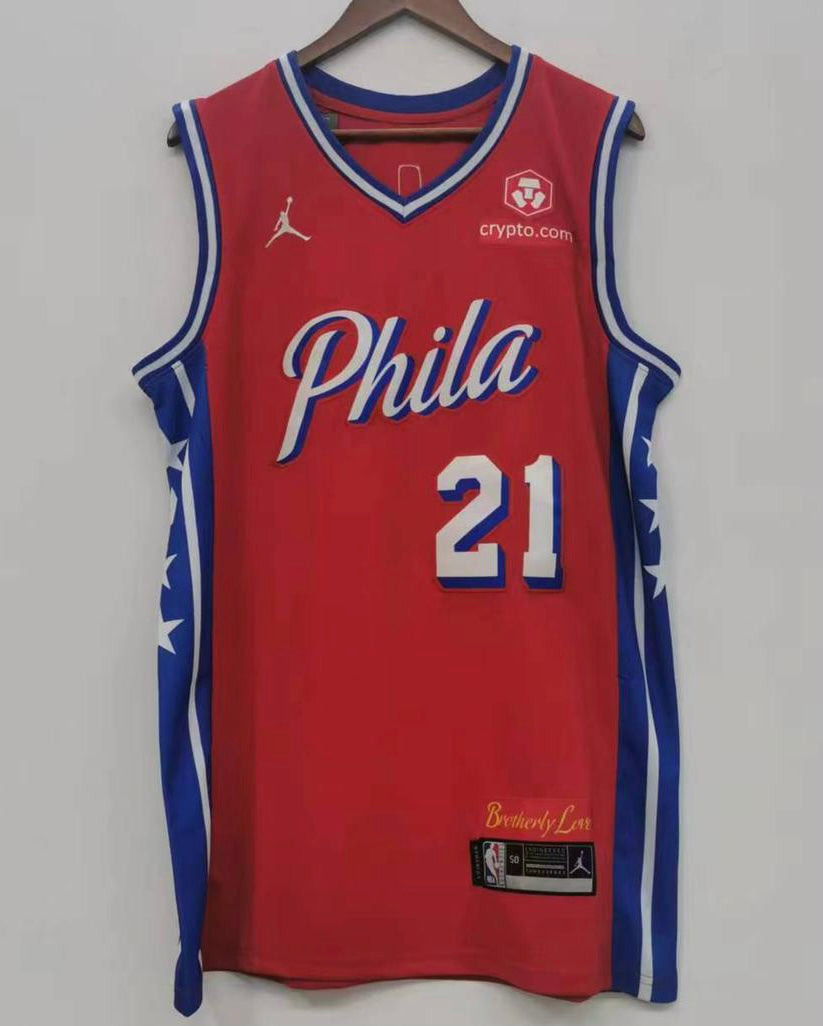 Joel Embiid Philadelphia 76ers Official NBA Jersey Nike RED