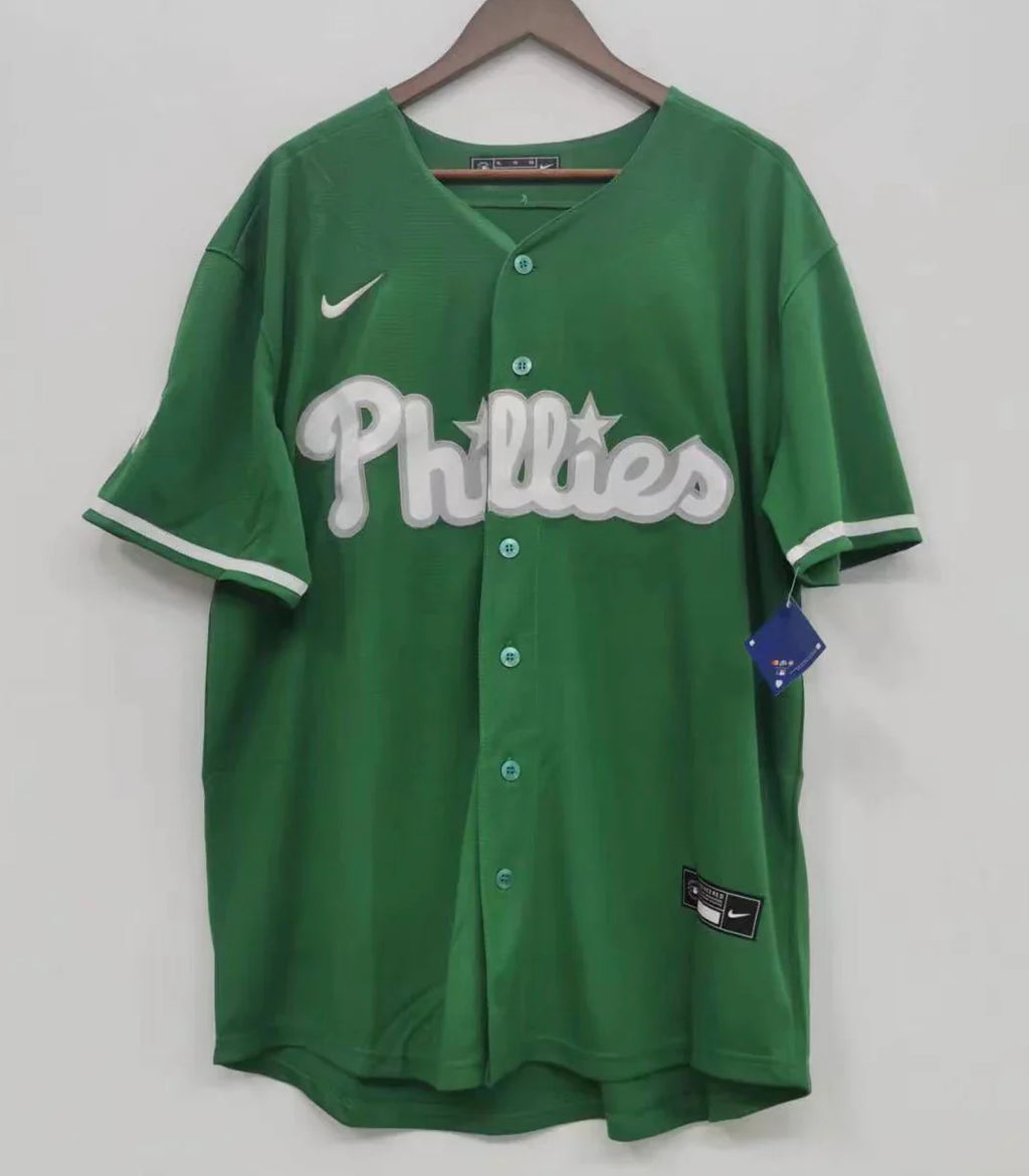 Any Name and Number customized YOUTH KIDS Philadelphia Phillies Green St. Patrick’s Day Official MLB Nike jersey