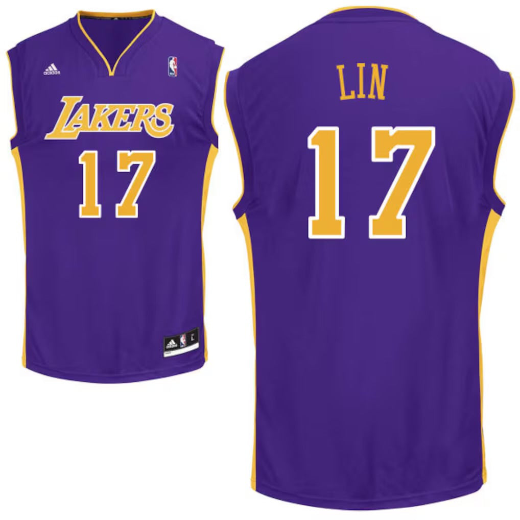 Jeremy Lin Los Angeles Lakers Official NBA Adidas Jersey Purple