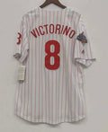 Shane Victorino Philadelphia Phillies 2008 World Series Jersey white pinstripes