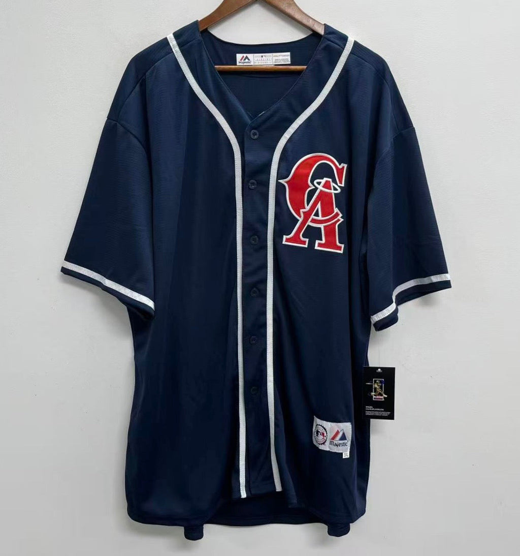 Jim Abbott Anaheim California Angels Official MLB Majestic Jersey blue