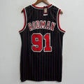 Dennis Rodman Chicago Bulls Official NBA Jersey Mitchell & Ness black pinstripes