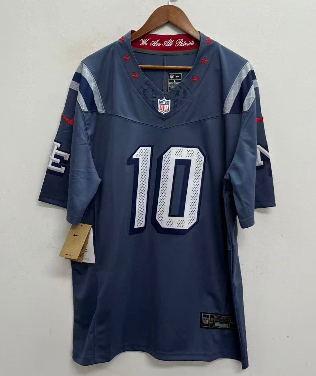 Drake Maye New England Patriots NFL Official NIKE Rivalries Collection Storm Blue Jersey