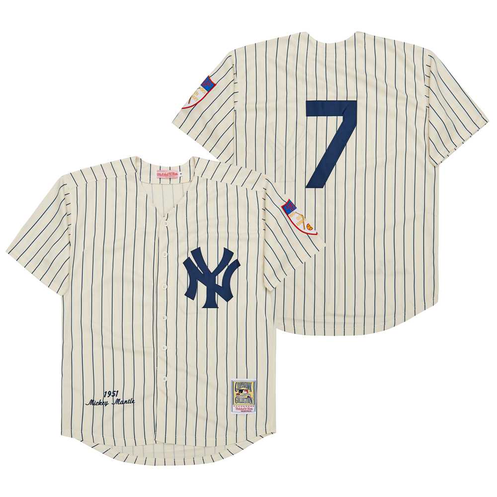 Mickey Mantle 1951 New York Yankees Jersey pinstripes Mitchell & Ness