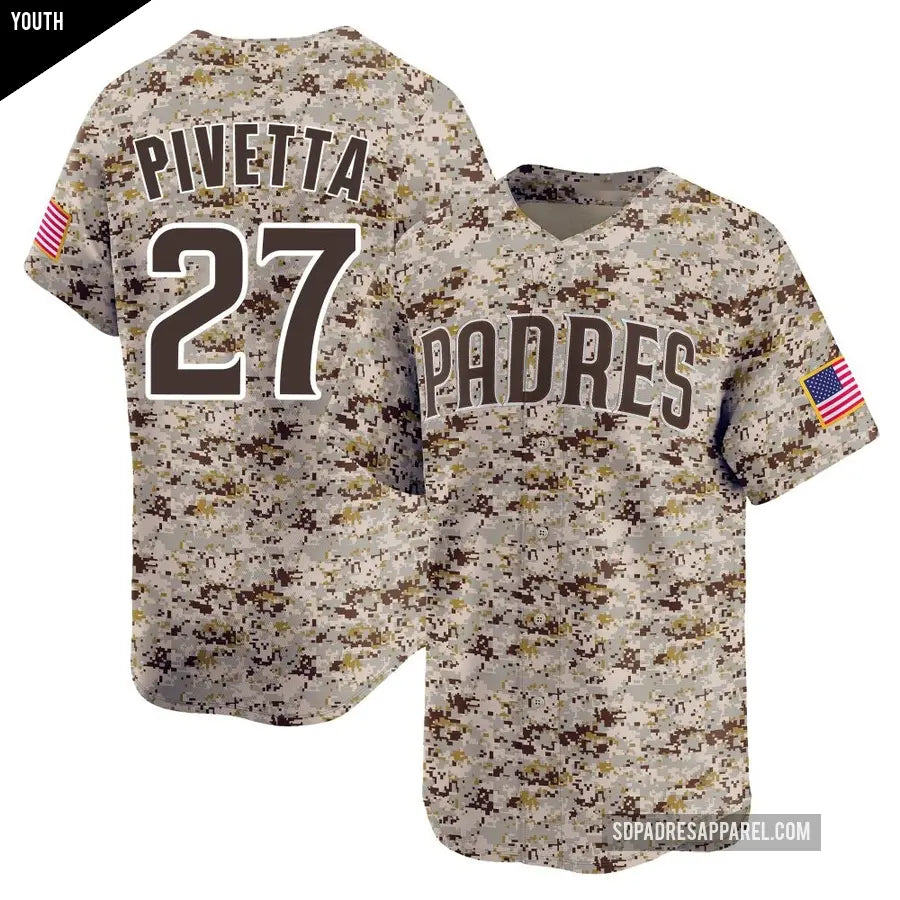 Nick Pivetta YOUTH KIDS San Diego Padres Official MLB Nike camouflage Jersey