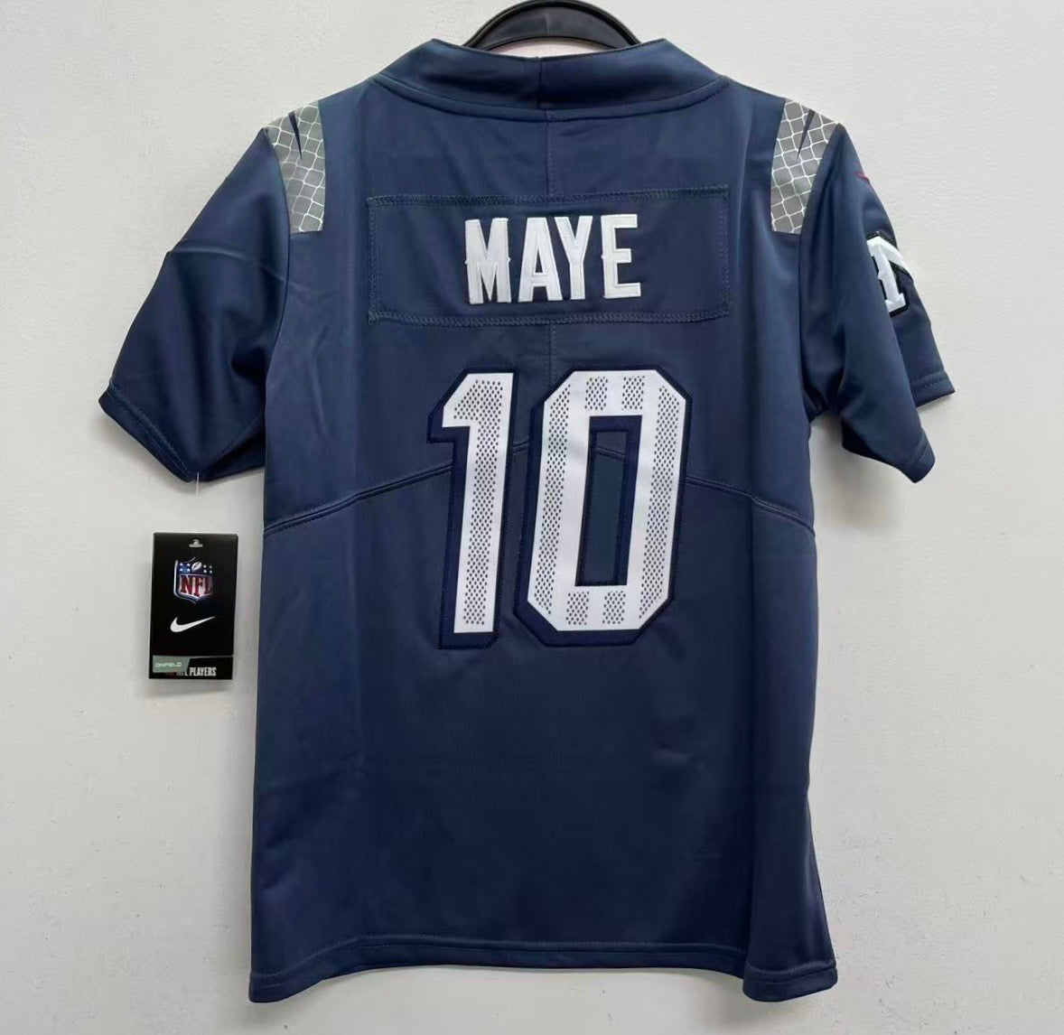 Drake Maye New England Patriots Official NFL Nike YOUTH KIDS 2025 Rivalries Collection Storm blue Jersey