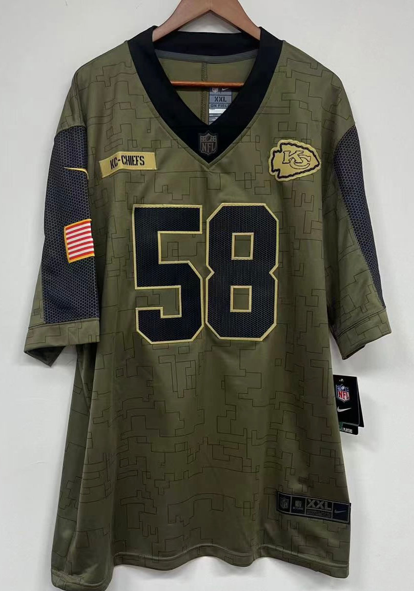 Derrick Thomas Kansas City Chiefs military salute to service Jersey