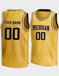 Any Name & Number YOUTH KIDS Sizes Michigan  Wolverines Customized Jersey yellow