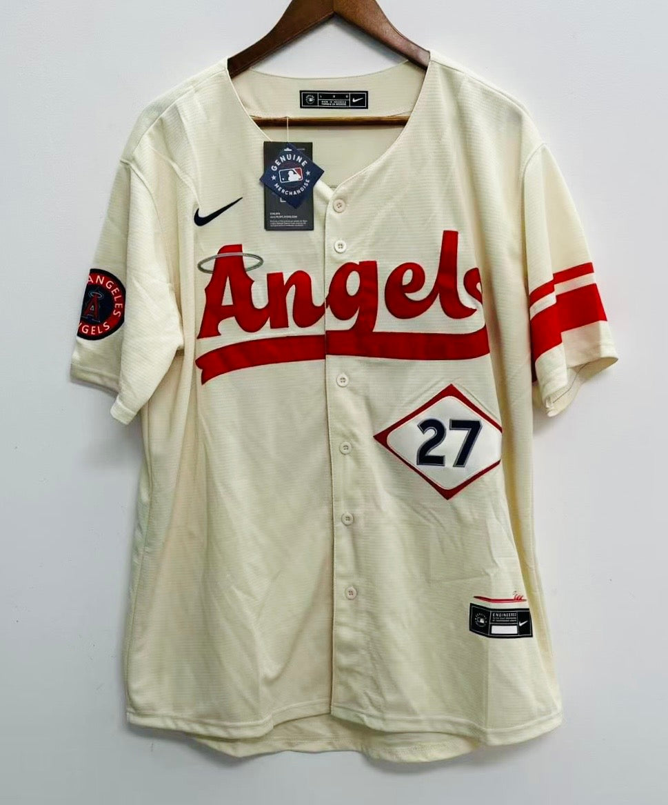 Mike Trout Anaheim Angels Official MLB Nike Jersey Cream