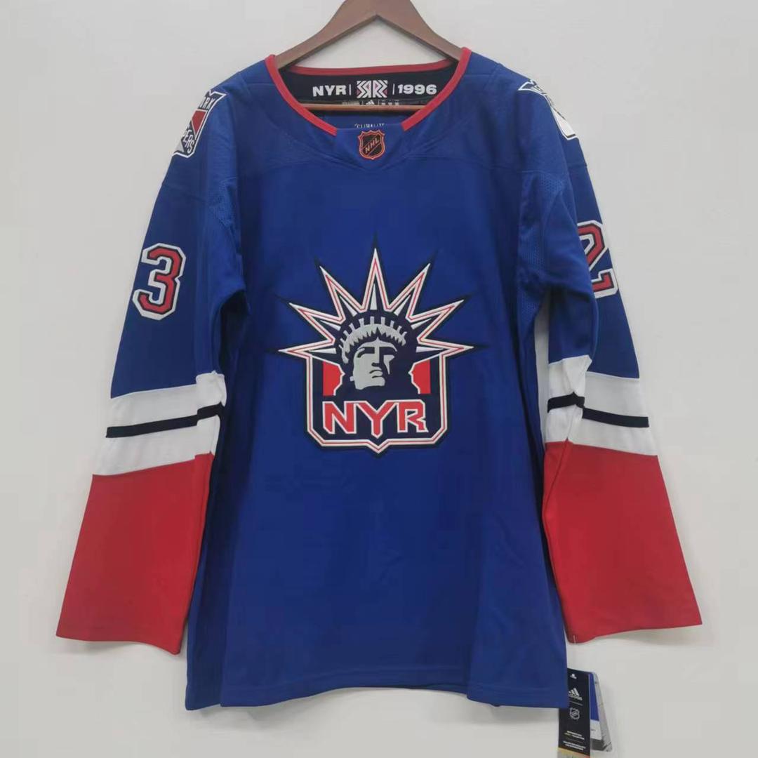 Adam Fox New York Rangers Official NHL Adidas Jersey Statue of Liberty logo