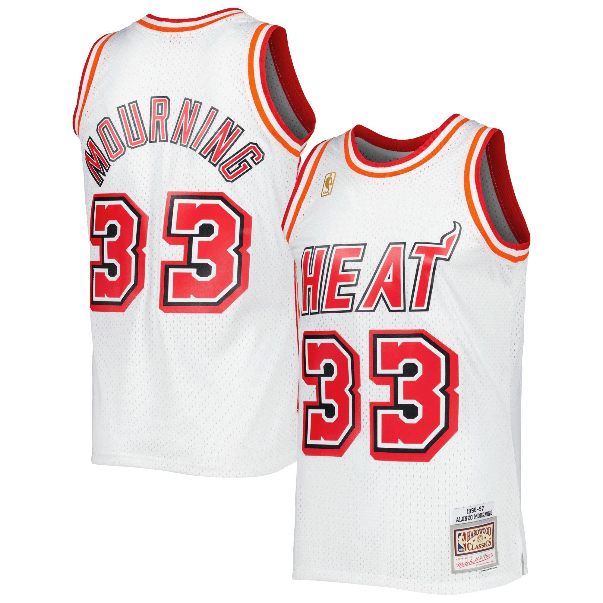 Alonso Mourning YOUTH KIDS Miami Heat Jersey Mitchell & Ness white