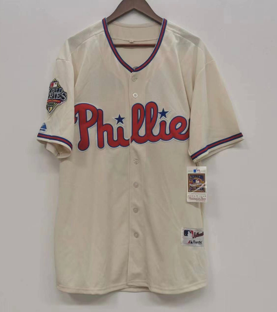 Shane Victorino Philadelphia Phillies 2008 World Series jersey cream color