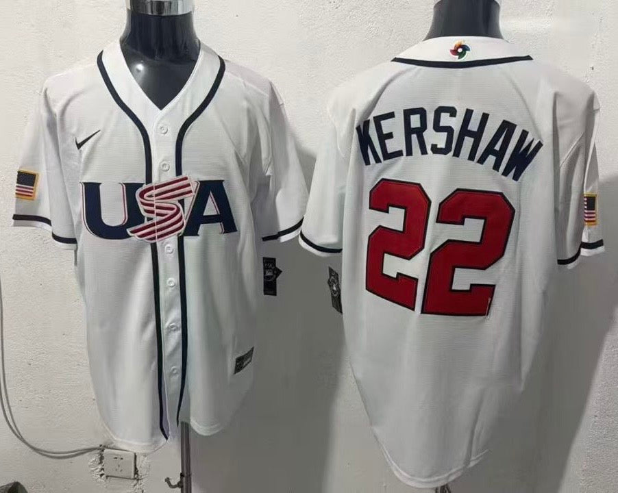 Clayton Kershaw Team USA Baseball Jersey Nike white