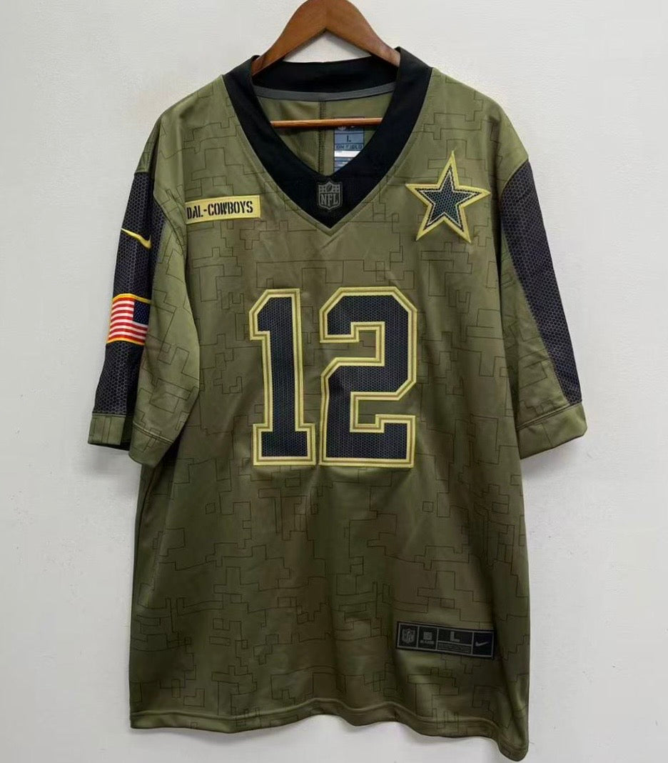 Roger Staubach Dallas Cowboys military salute to service Jersey