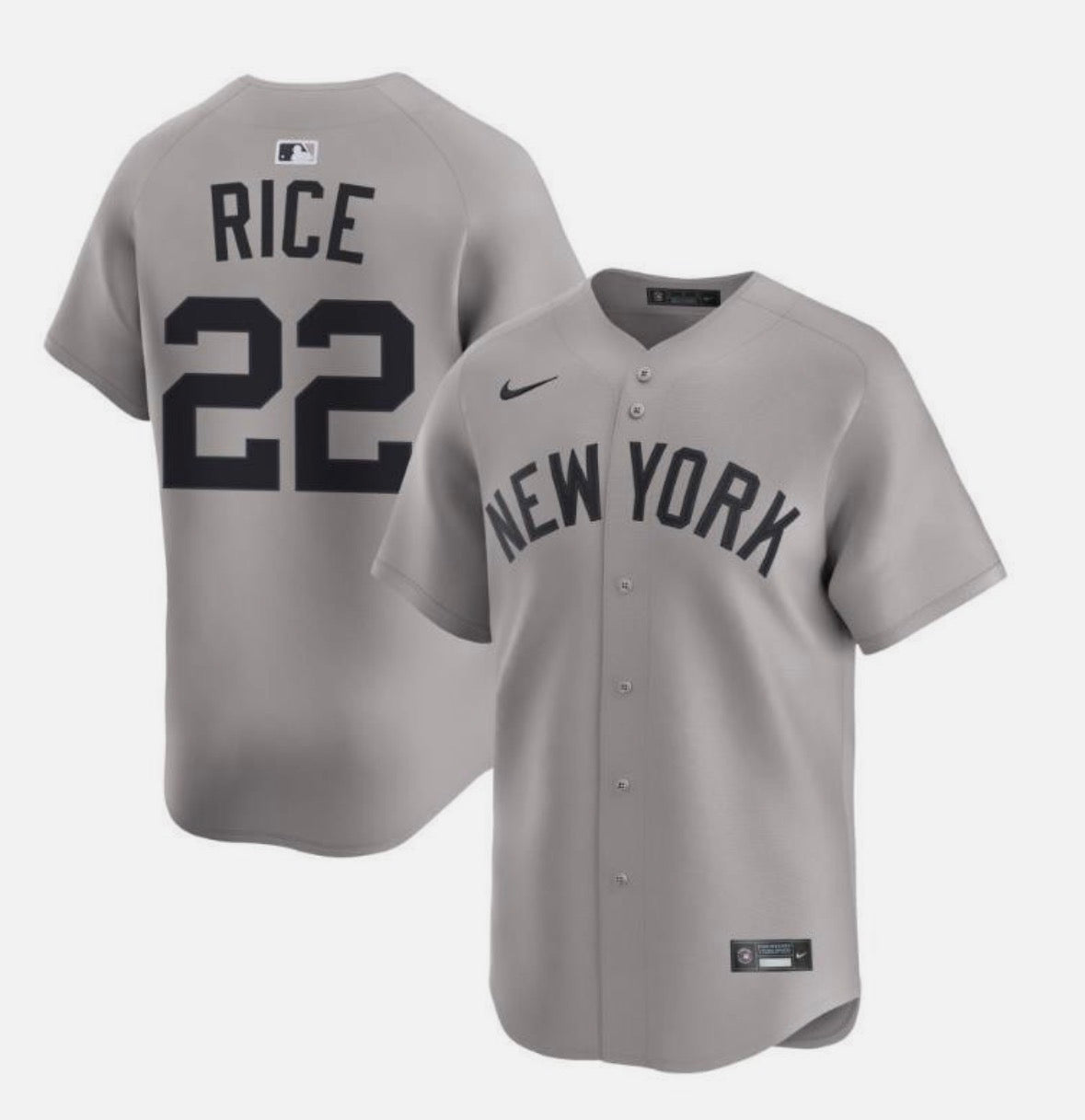 Ben Rice YOUTH KIDS New York Yankees Official MLB Nike gray road Jersey
