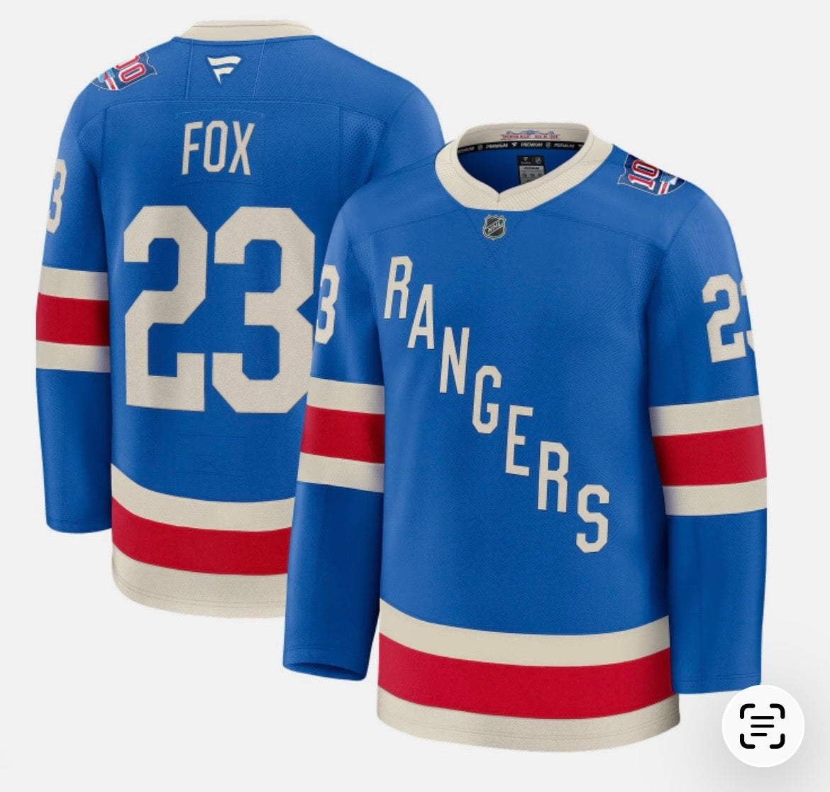 Adam Fox New York Rangers Fanatics Centennial Breakaway Jersey - Blue