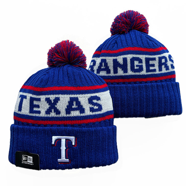 Texas Rangers MLB New Era winter knit Hat with Pom Pom