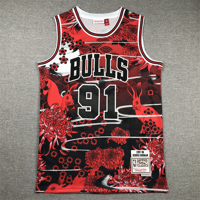 Dennis Rodman Chicago Bulls Graffiti Jersey made by Mitchell & Ness