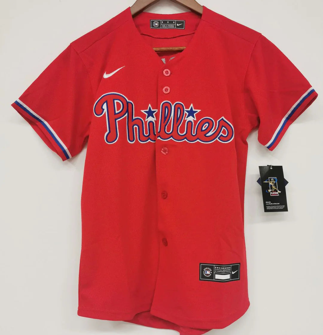 Any Name and Number customized YOUTH KIDS Philadelphia Phillies Official MLB Nike jersey Red