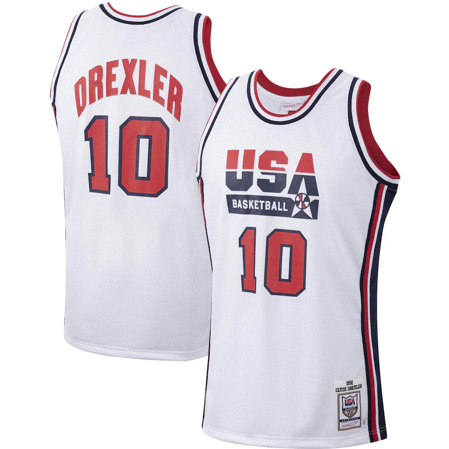 Clyde Drexler USA Olympic Basketball Jersey Mitchell & Ness white