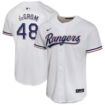 Jacob deGrom YOUTH KIDS Texas Rangers Official MLB Nike Jersey white